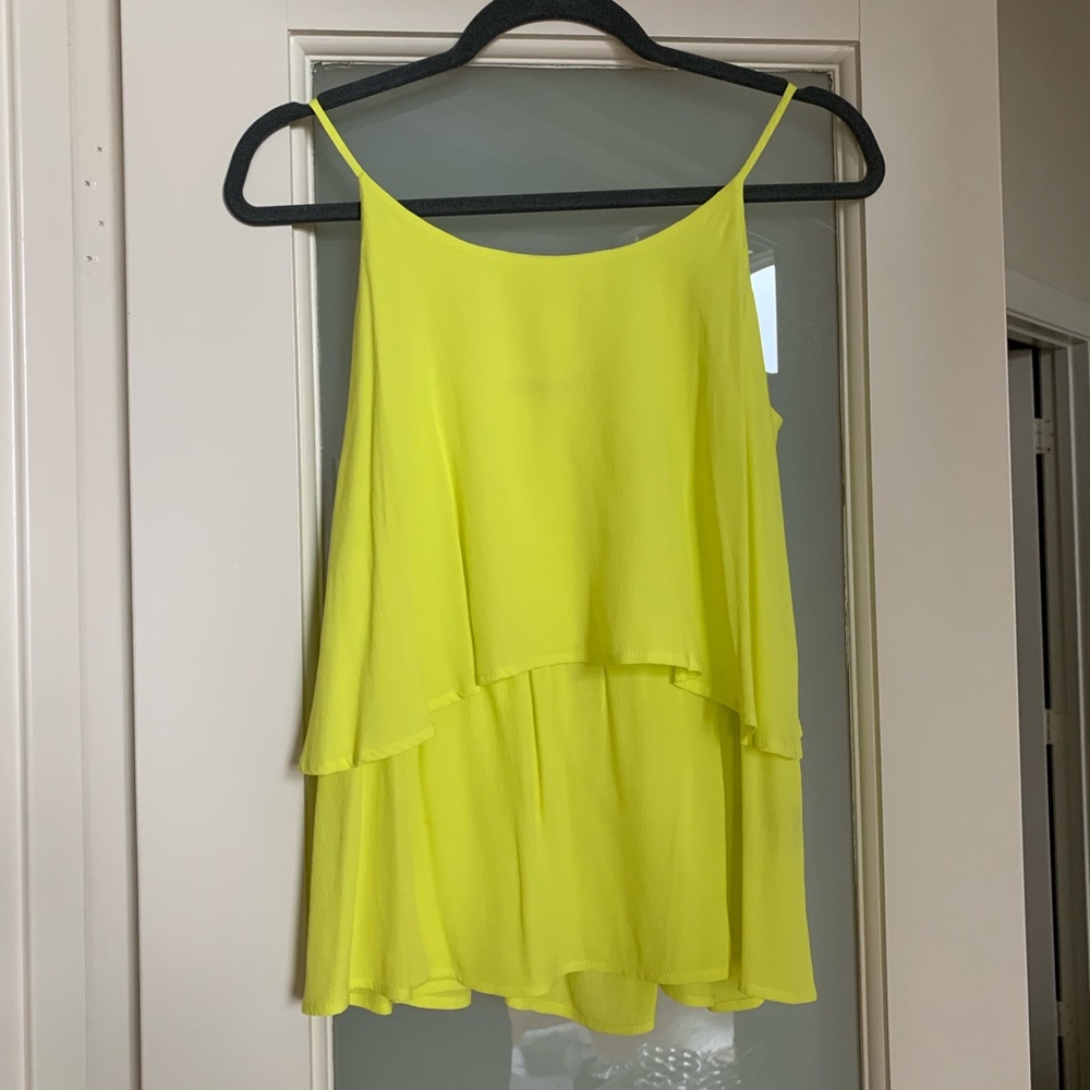 PJK Bright neon Yellow Cami Ruffle Top!